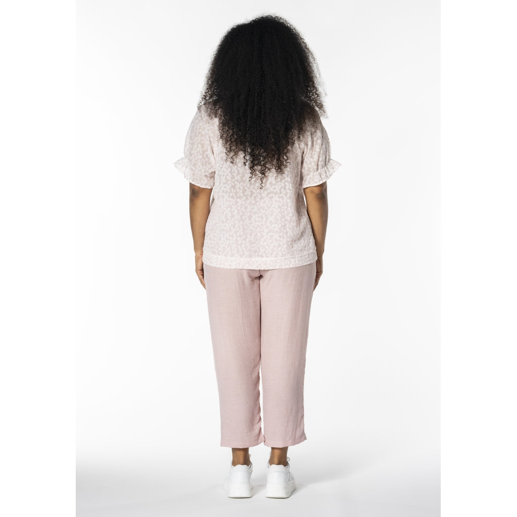 Studio SDasie Blouse Blouse White + pink stitch flower