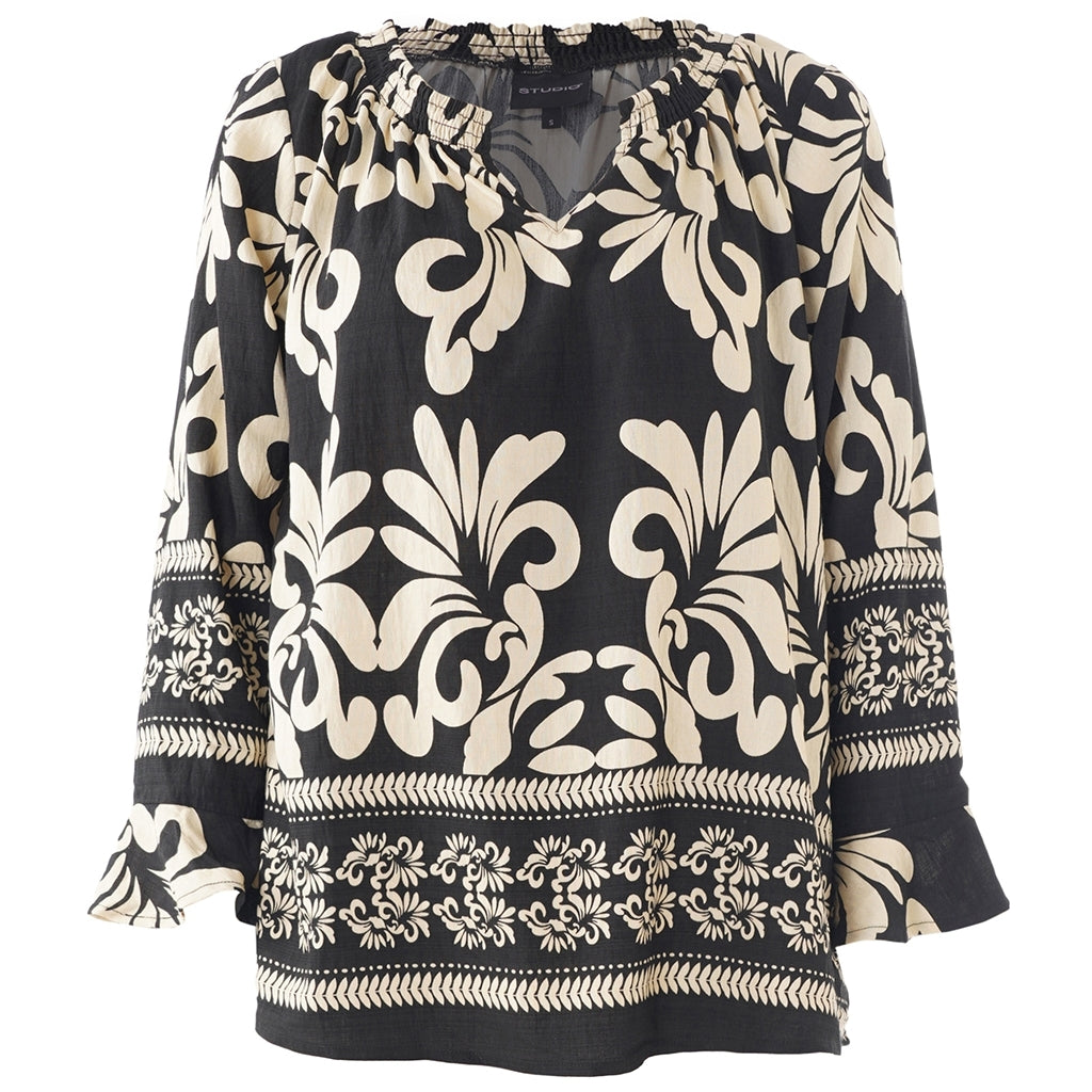 Studio SAlisa Blouse Blouse Black with border print
