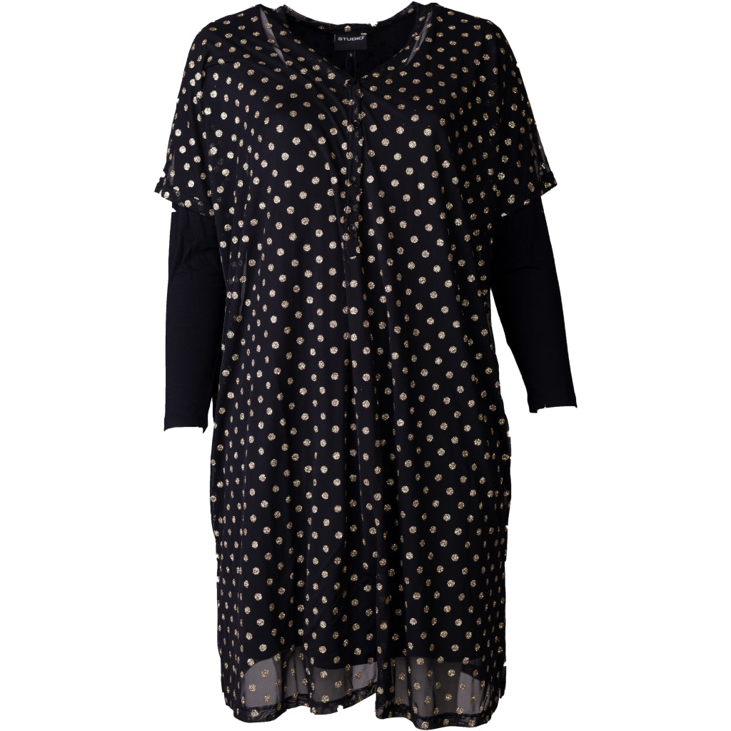 Studio SAlma Dress Dress Black with gold dots