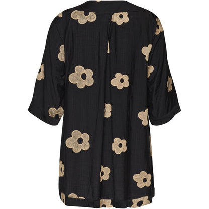 Studio SAnnabelle Tunic Tunic Black with sand flowers