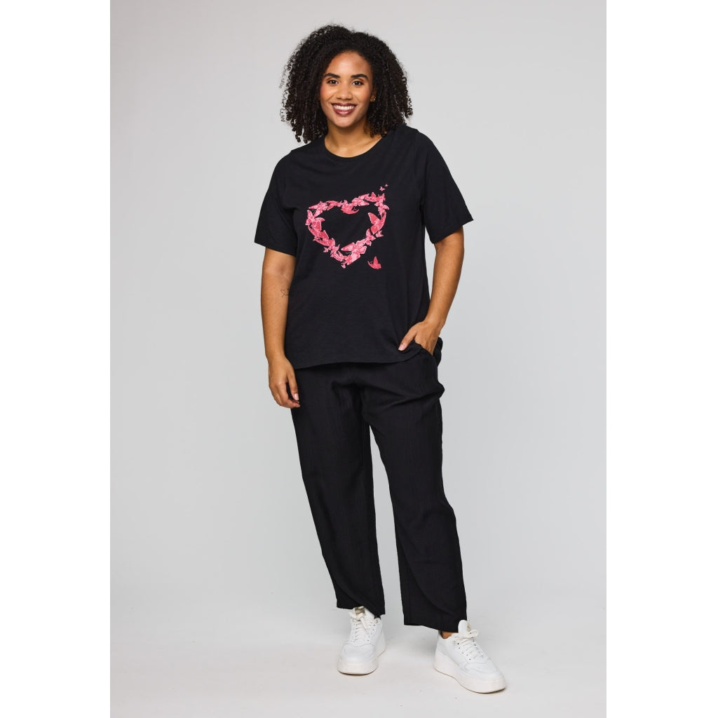 Studio SBella T-Shirt with print T-Shirt Black with pink butterflies