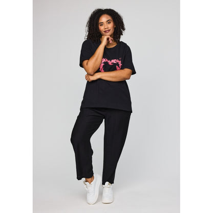 Studio SBella T-Shirt with print T-Shirt Black with pink butterflies