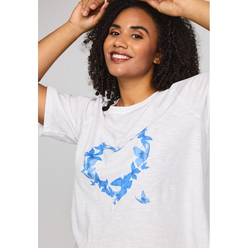 Studio SBella T-Shirt with print T-Shirt White with blue butterflies