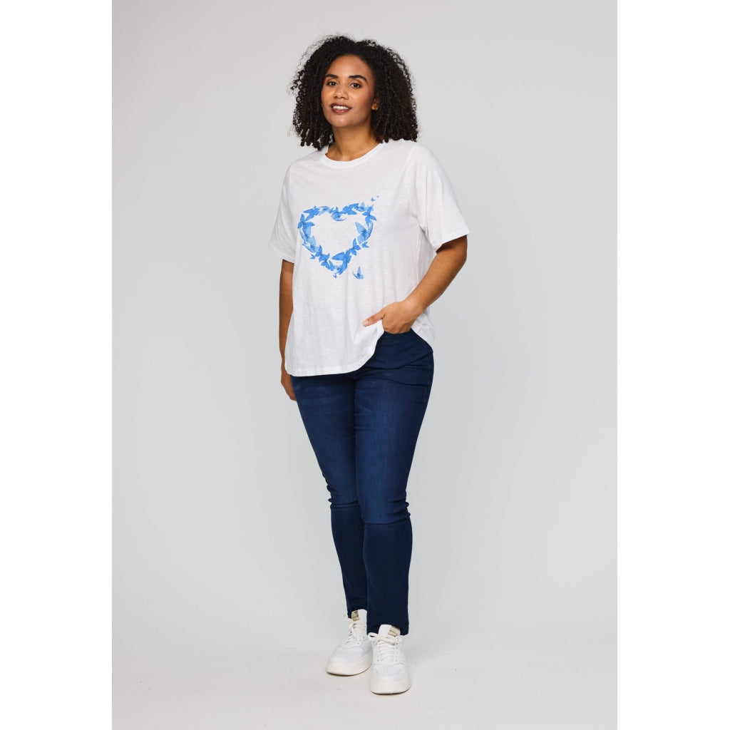 Studio SBella T-Shirt with print T-Shirt White with blue butterflies