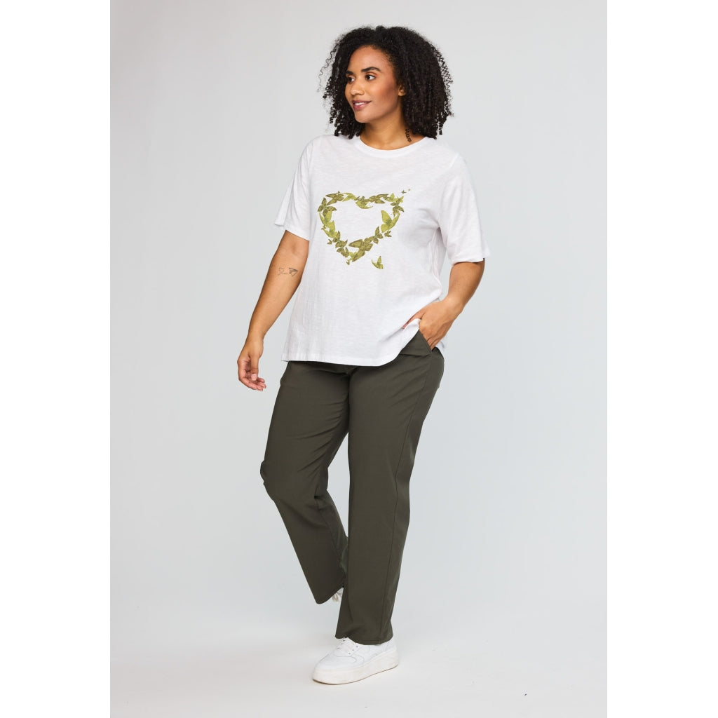 Studio SBella T-Shirt with print T-Shirt White with green butterflies