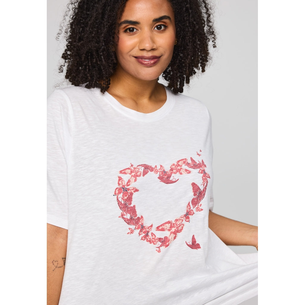 Studio SBella T-Shirt with print T-Shirt White with red butterflies