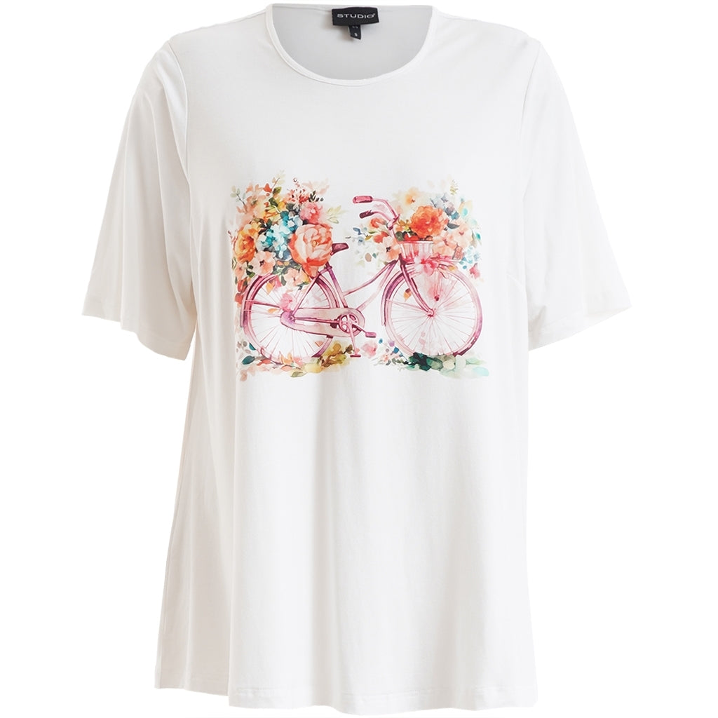Studio SBella T-Shirt with print T-Shirt White with rose bike