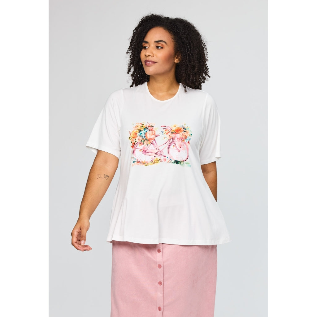 Studio SBella T-Shirt with print T-Shirt White with rose bike