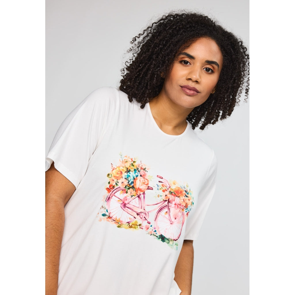 Studio SBella T-Shirt with print T-Shirt White with rose bike