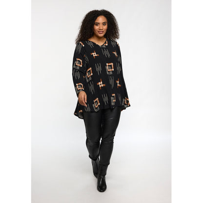 Studio SBerit Blouse Blouse Black with copper and white patterns