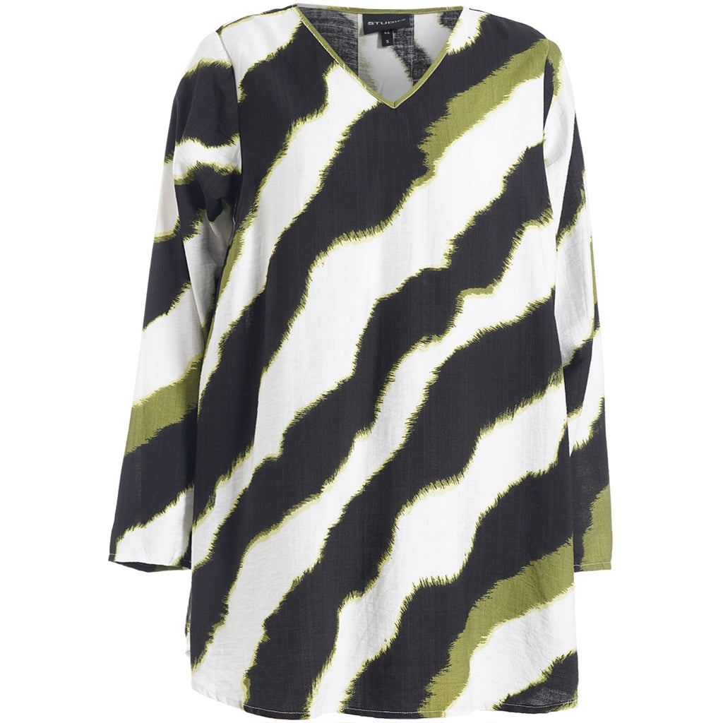 Studio SBerit Blouse Blouse Black with offwhite and green flash