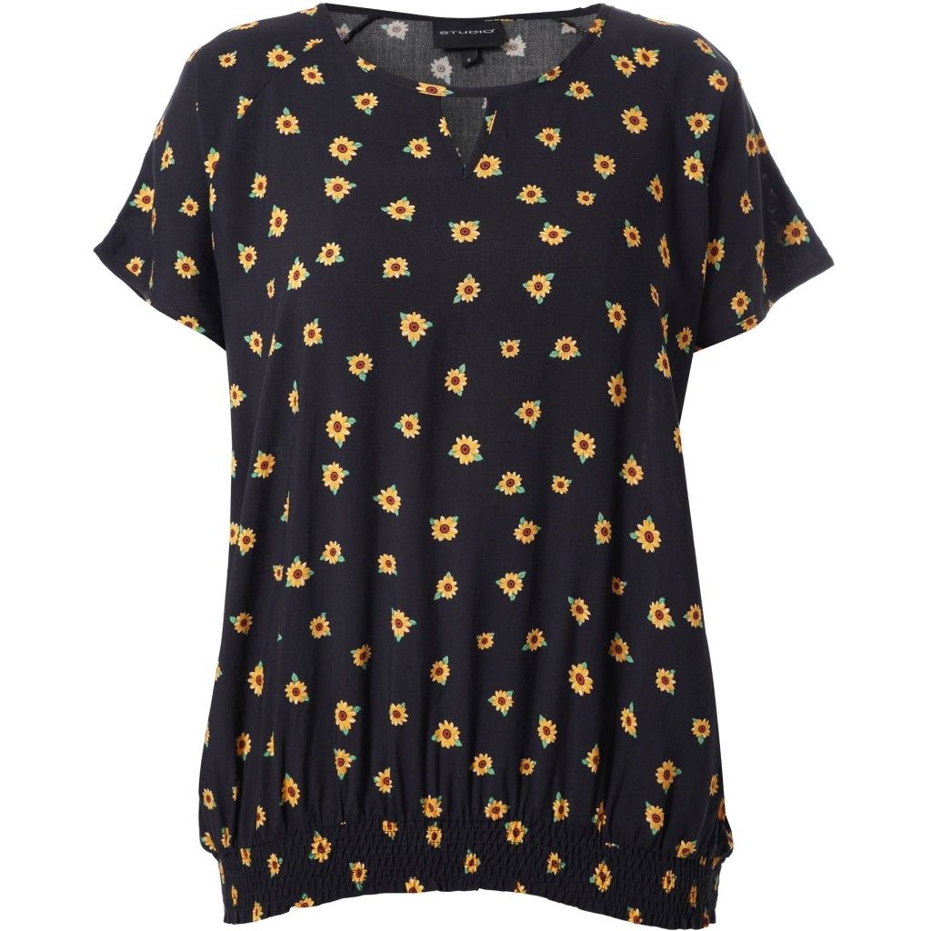 Studio SCamilla Blouse Blouse Black with sunflower