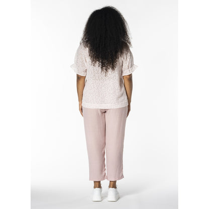 Studio SDasie Blouse Blouse White + pink stitch flower