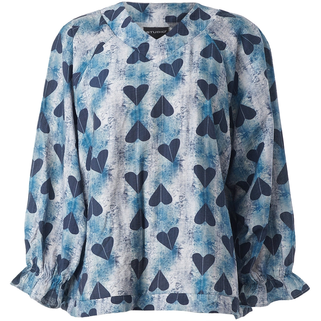 Studio SDasie Blouse with long sleeve Blouse Navy hearts