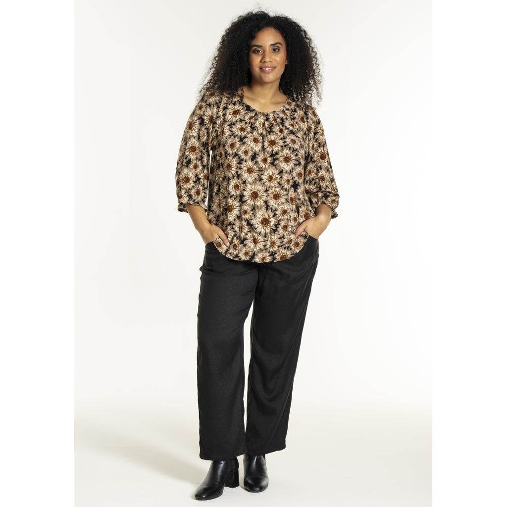 Studio SFarzana Blouse Blouse Black with brown large flowers