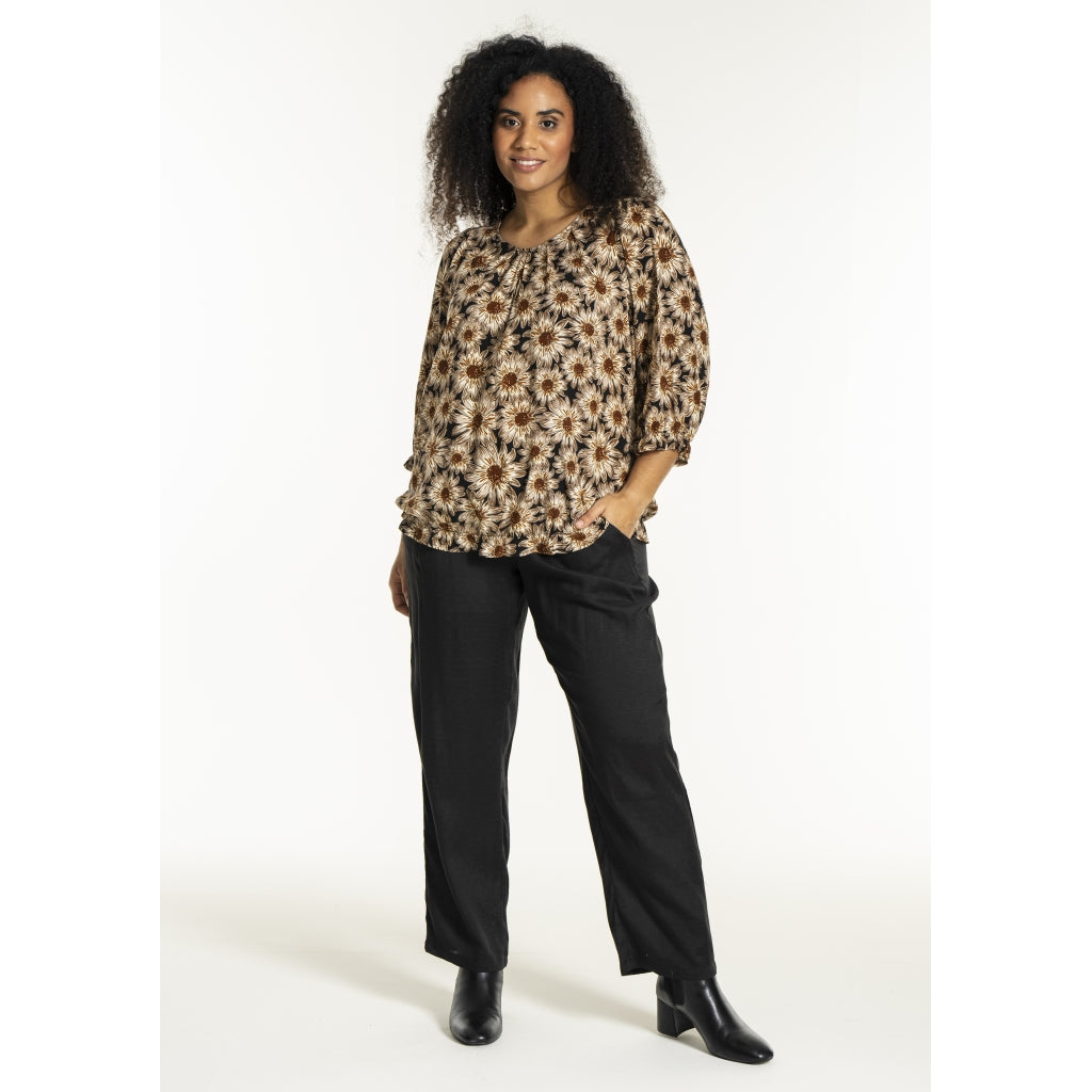 Studio SFarzana Blouse Blouse Black with brown large flowers