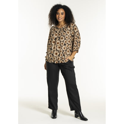 Studio SFarzana Blouse Blouse Black with brown large flowers
