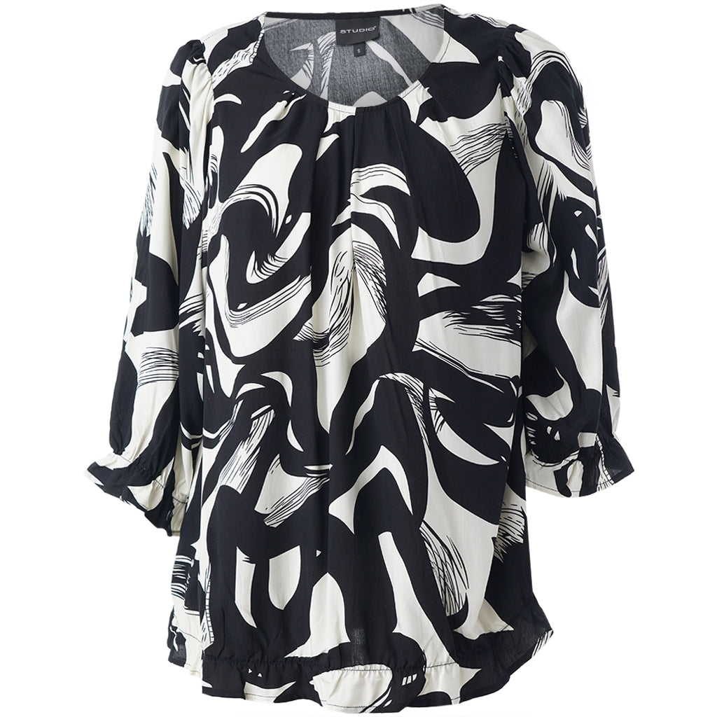 Studio SFarzana Blouse Blouse Black with white design