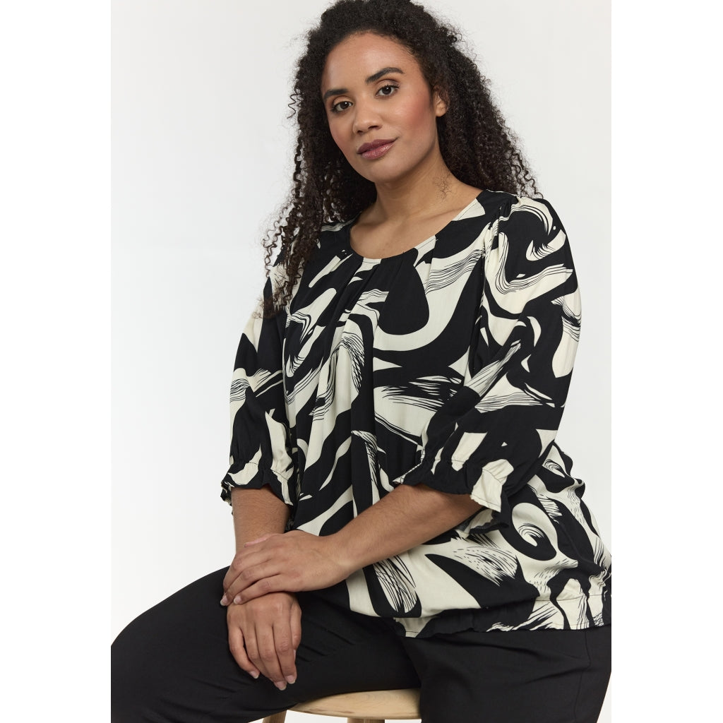 Studio SFarzana Blouse Blouse Black with white design