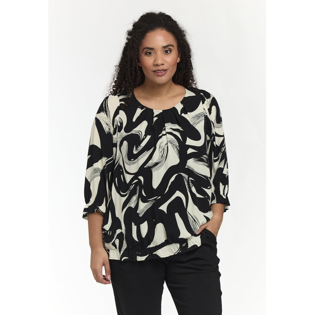 Studio SFarzana Blouse Blouse Black with white design