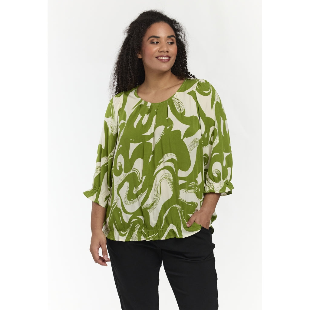 Studio SFarzana Blouse Blouse Bright green with white design