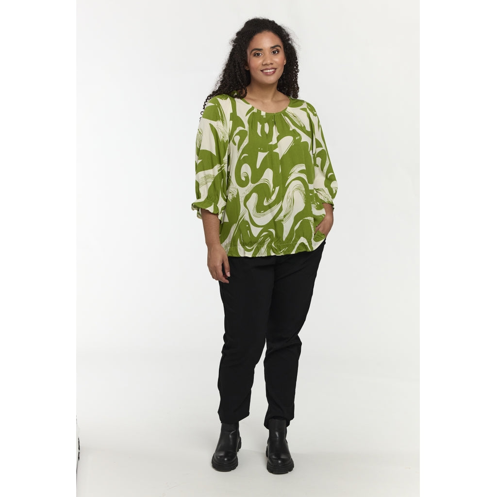 Studio SFarzana Blouse Blouse Bright green with white design