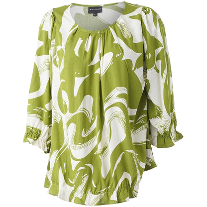 Studio SFarzana Blouse Blouse Bright green with white design