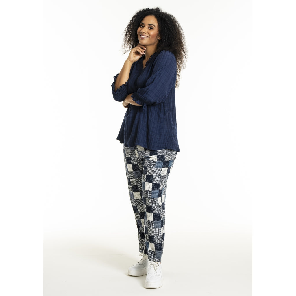 Studio SFeodora Blouse with smock neck Blouse Navy