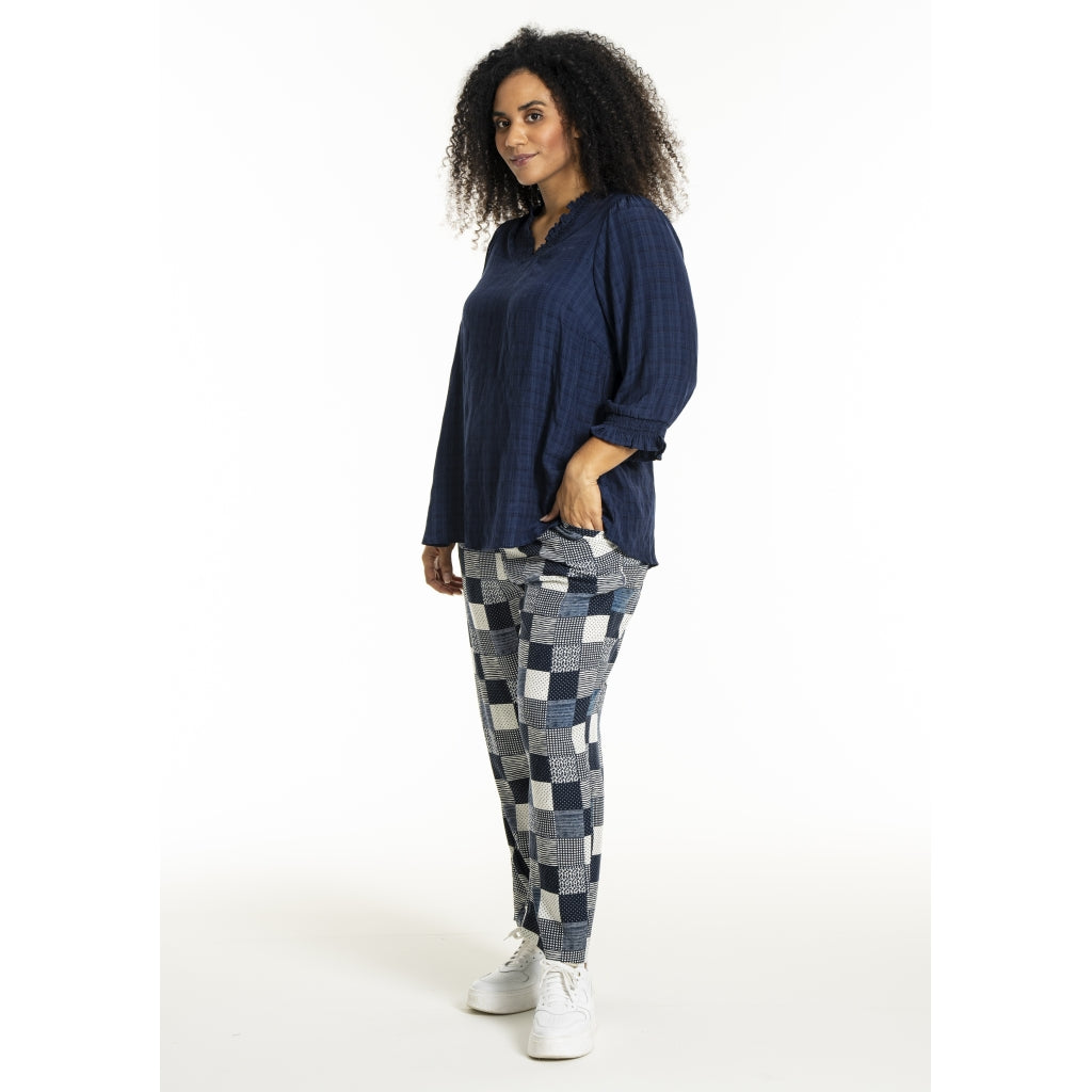 Studio SFeodora Blouse with smock neck Blouse Navy