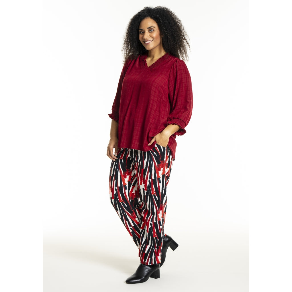Studio SFeodora Blouse with smock neck Blouse Red