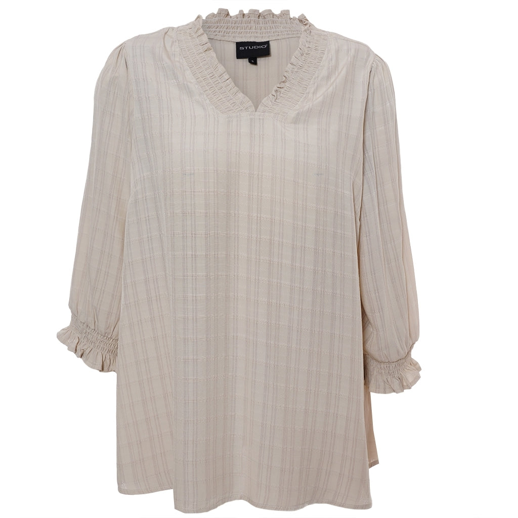 Studio SFeodora Blouse with smock neck Blouse Sand