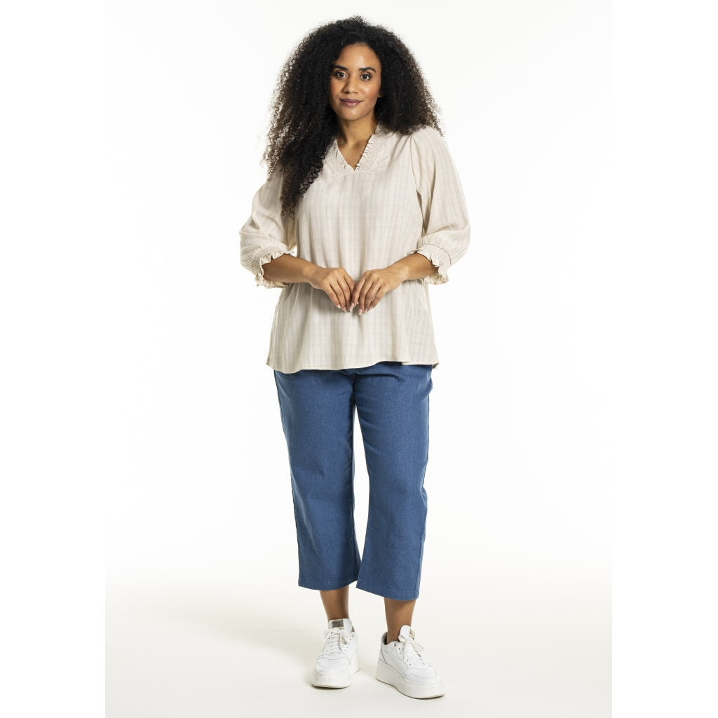 Studio SFeodora Blouse with smock neck Blouse Sand