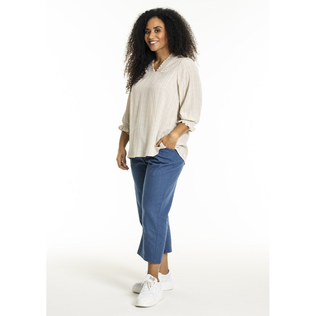 Studio SFeodora Blouse with smock neck Blouse Sand
