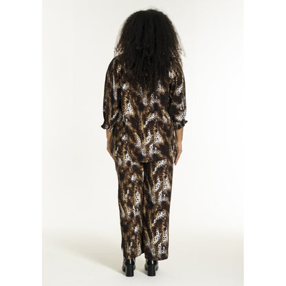 Studio SFeodora Blouse with smock neck Blouse Brown Leoprint
