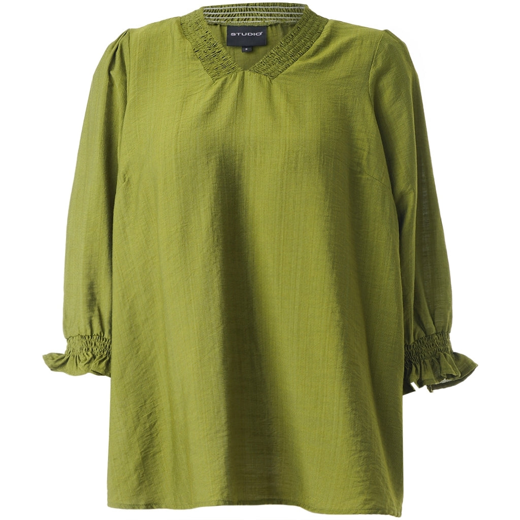 Studio SFeodora Blouse with smock neck Blouse Green