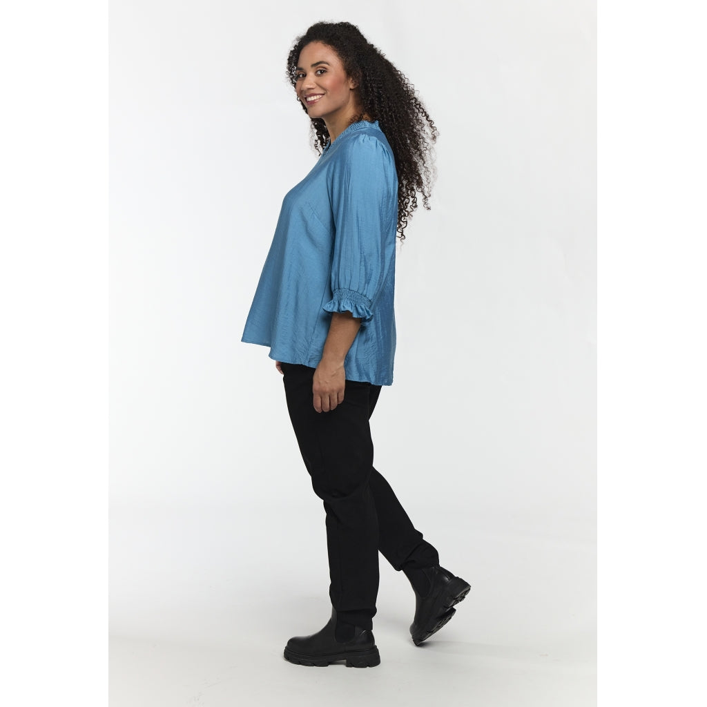 Studio SFeodora Blouse with smock neck Blouse light Blue