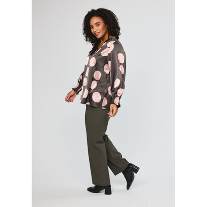 Studio SHannah Shirt Shirt Black with rose large dot