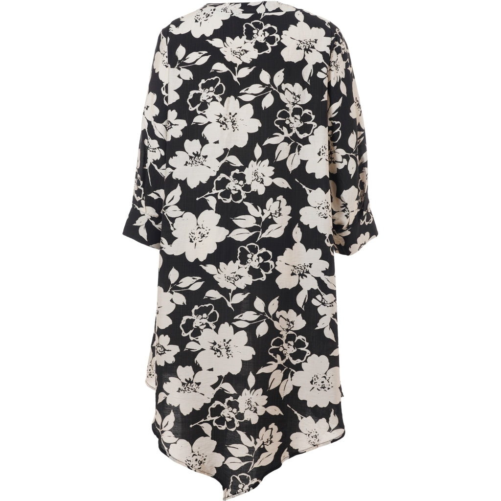 Studio SJuline Tunic Tunic Black with offwhite flower