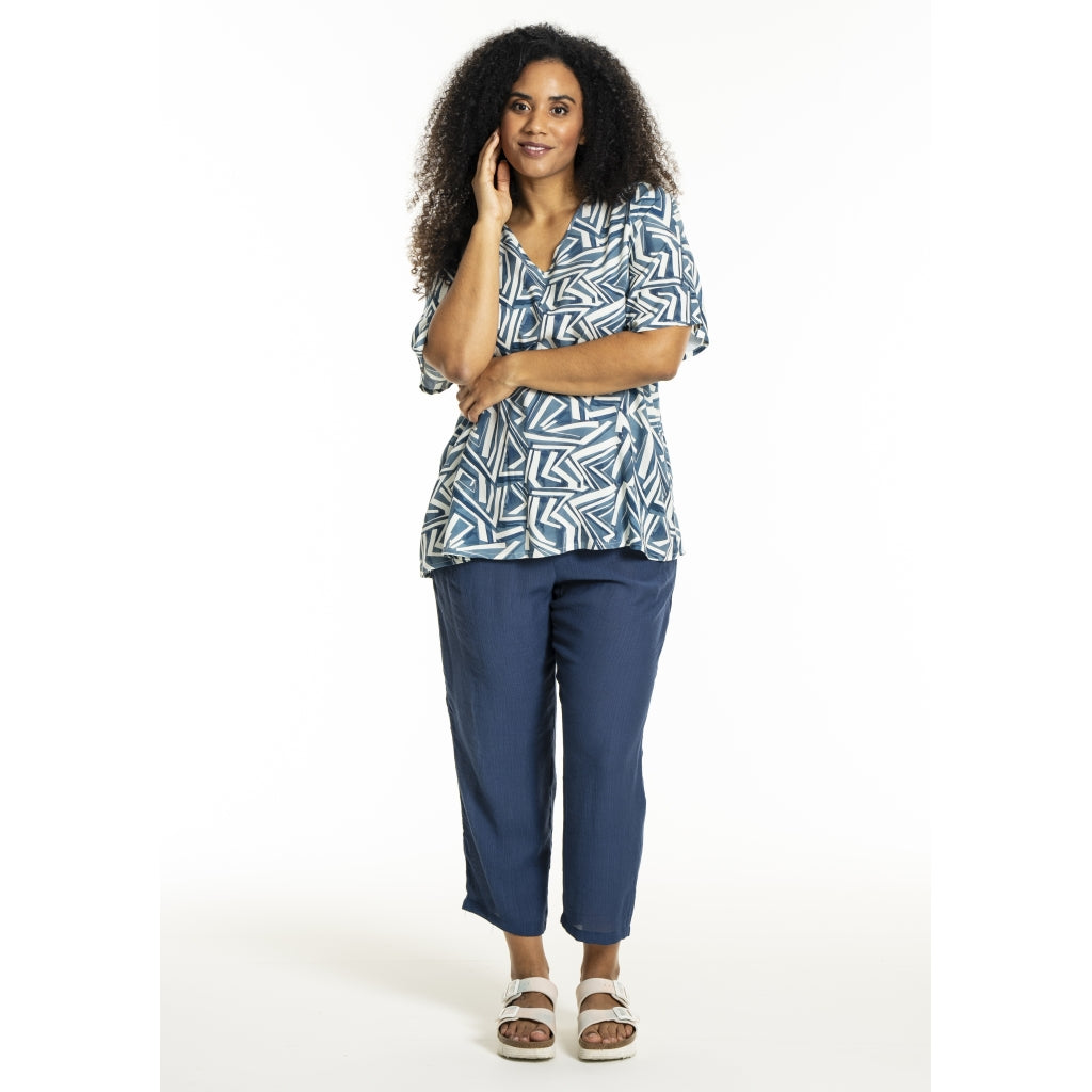 Studio SLone Blouse Blouse Blue offwhite print