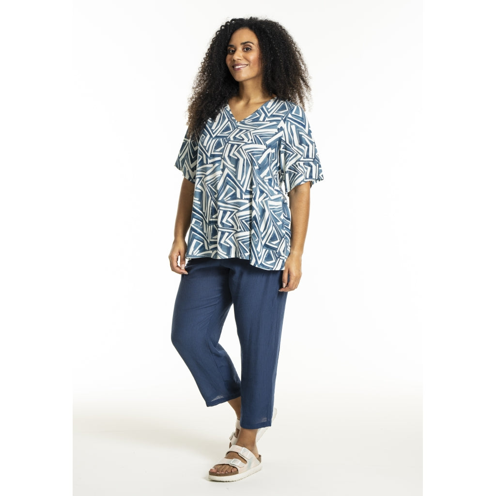 Studio SLone Blouse Blouse Blue offwhite print