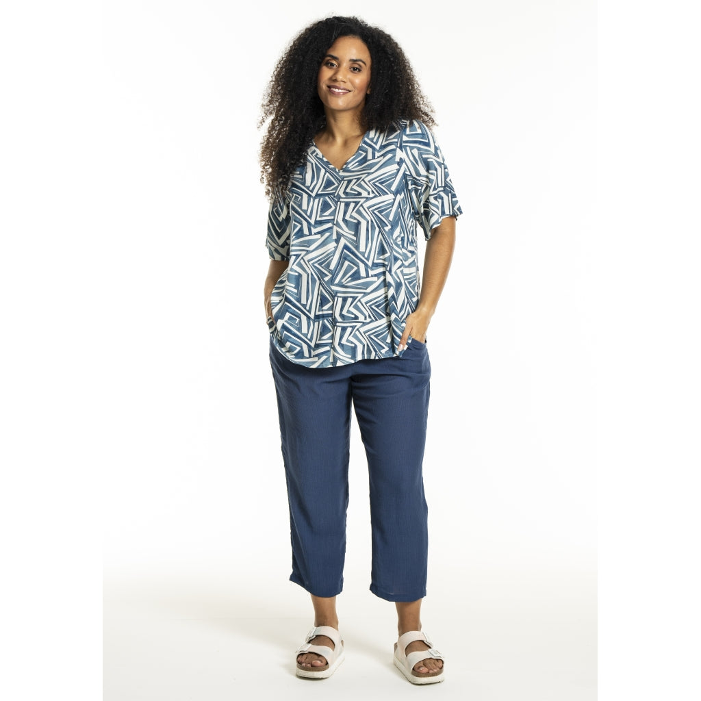 Studio SLone Blouse Blouse Blue offwhite print