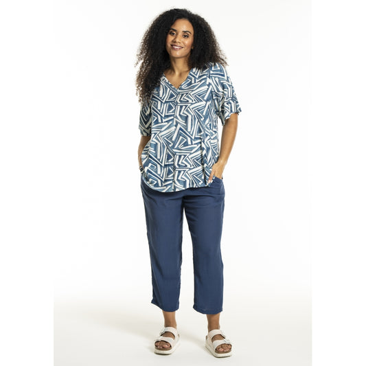 Studio SLone Blouse Blouse Blue offwhite print