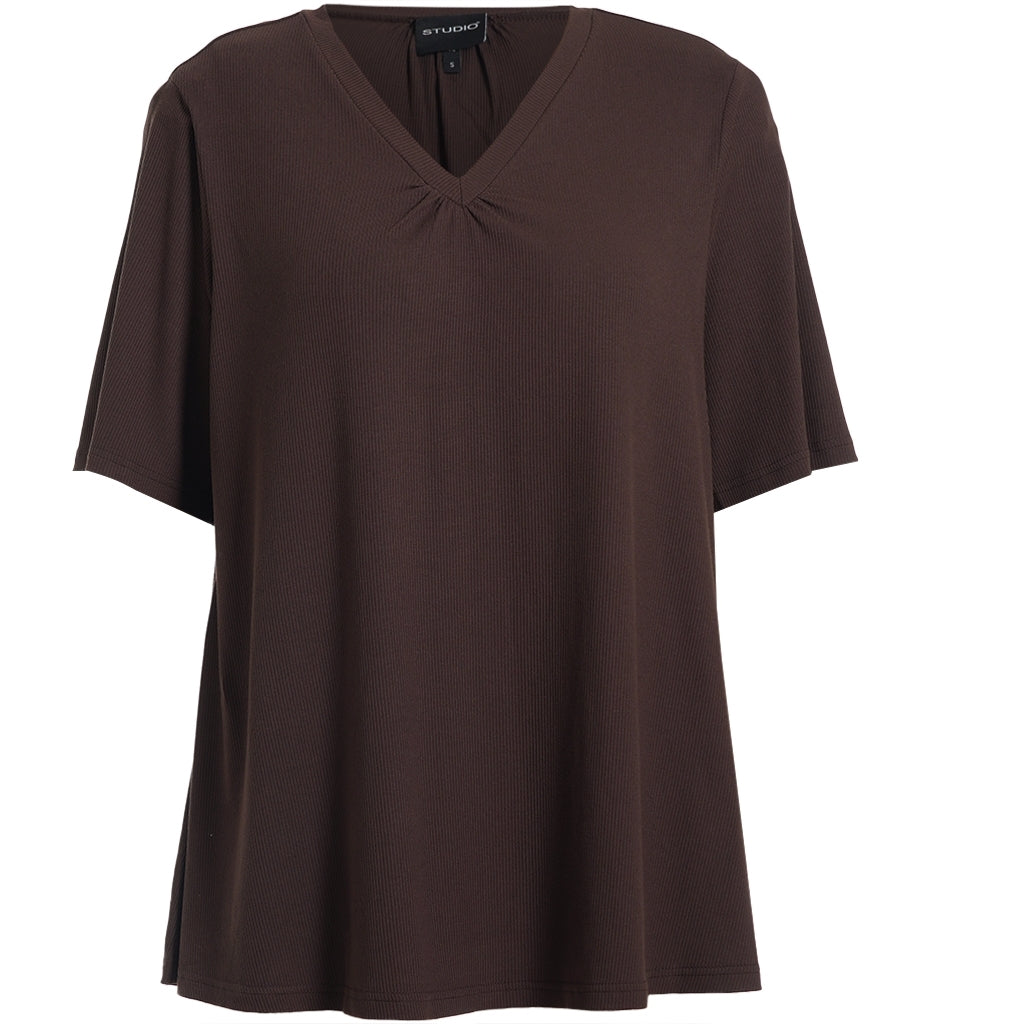 Studio SLykke rib T-shirt T-Shirt Dark Brown