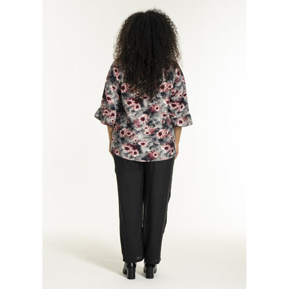 Studio STheresa Blouse Blouse Grey with bordeaux flowers