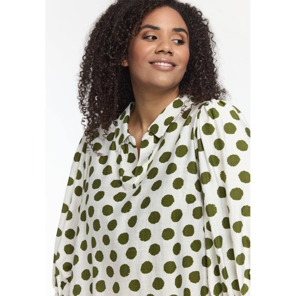 Studio STiff Shirt Shirt White with green dots