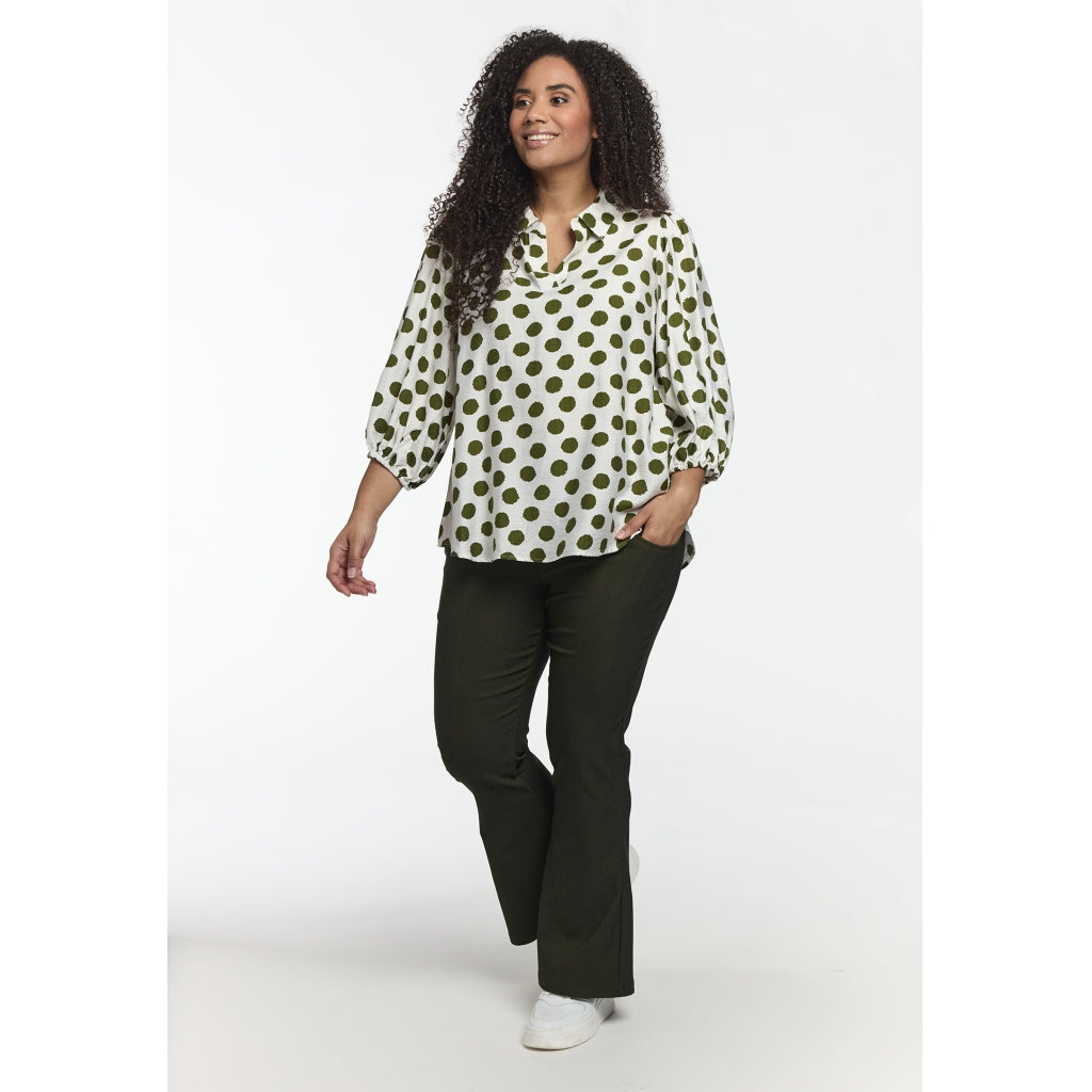 Studio STiff Shirt Shirt White with green dots